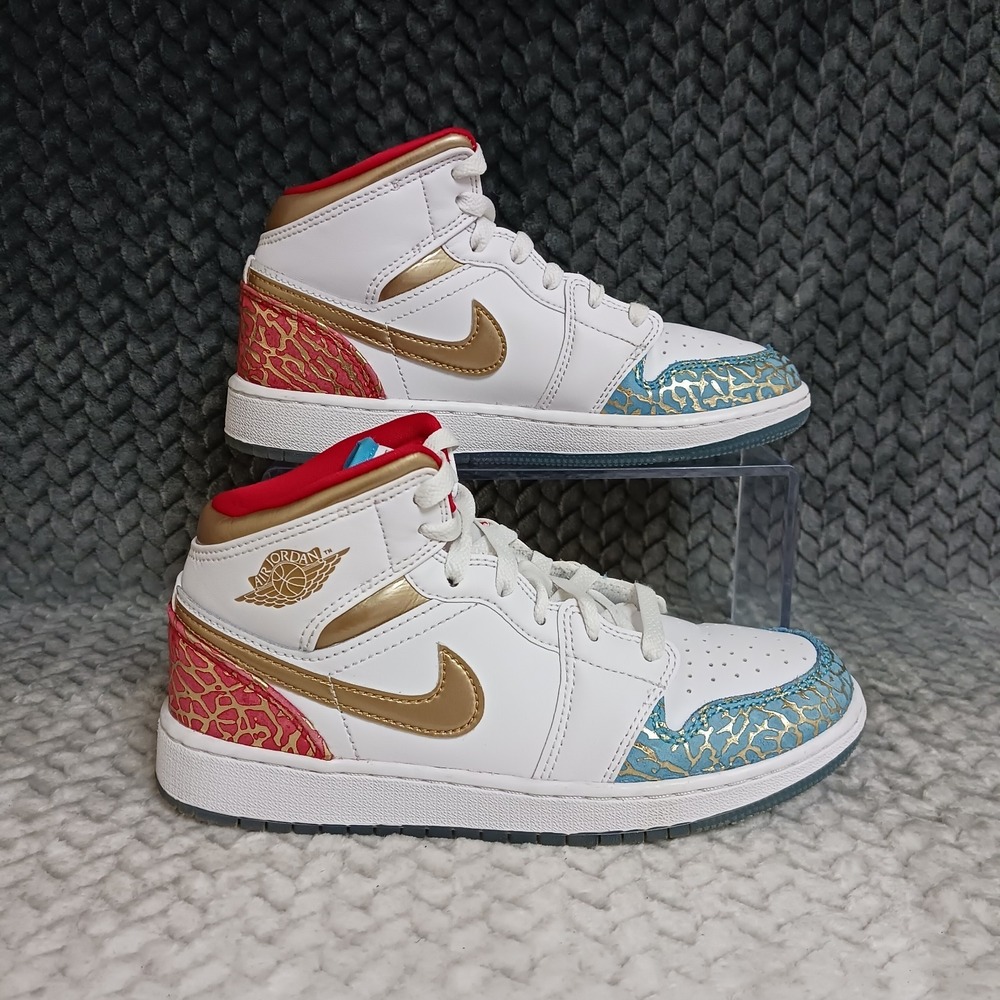Nike Air Jordan 1 Mid GS Sneaker Shoes School NC to Chicago FB2212-100 Size 4Y